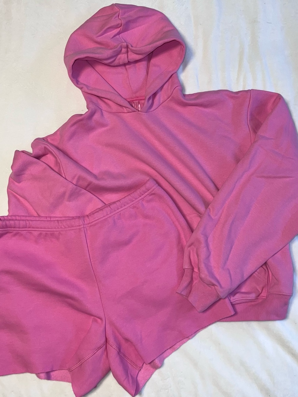 SKIMS Bubble Gum Fleece Hoodie and Short Bundle